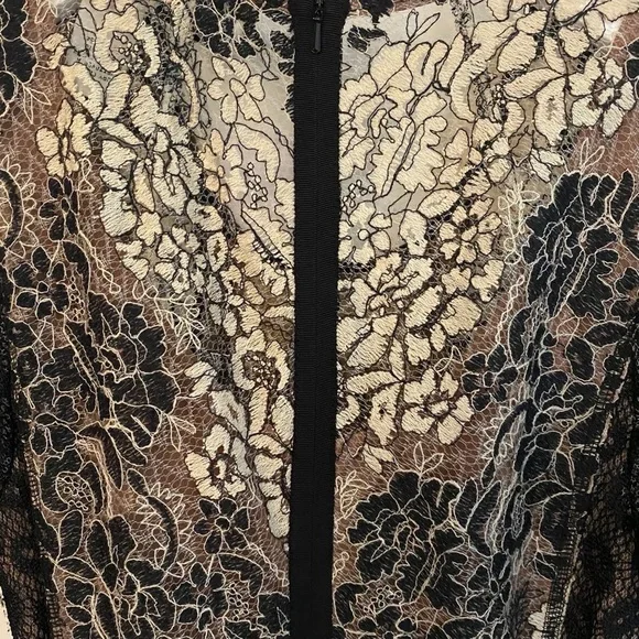 Beguile by Byron Lars Melange Lace Pencil Dress in Black and Ivory - Picture 8 of 12